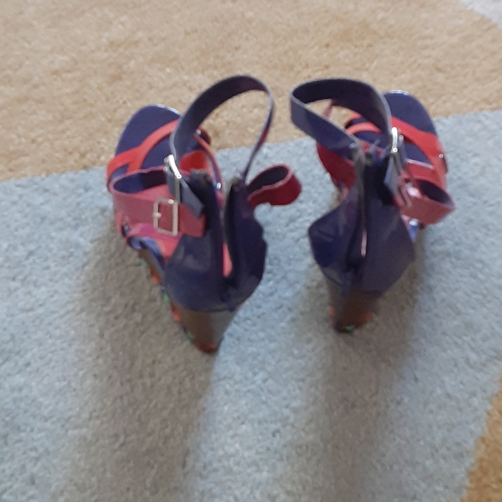 Fun, Multicolored Wedge Sandals - Picture 4 of 5